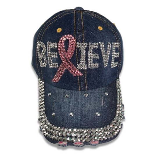 Believe Bling Cap - Breast Cancer